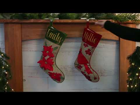 Personalised Burlap Cardinal Bird Christmas Stocking