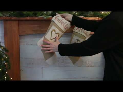 Personalised Burlap Heart Christmas Stocking