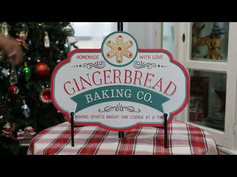 Retro Metal Gingerbread Baking Co Christmas Wall Sign