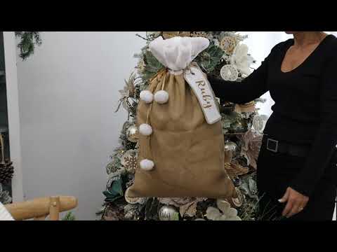 Personalised Burlap and White Fur Santa Sack