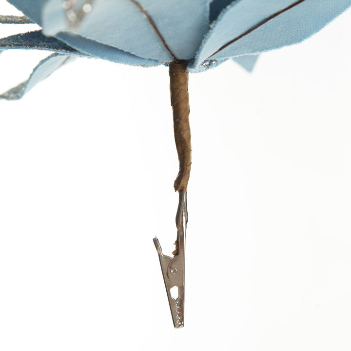 Ice Blue Glitter Poinsettia Flower Clip