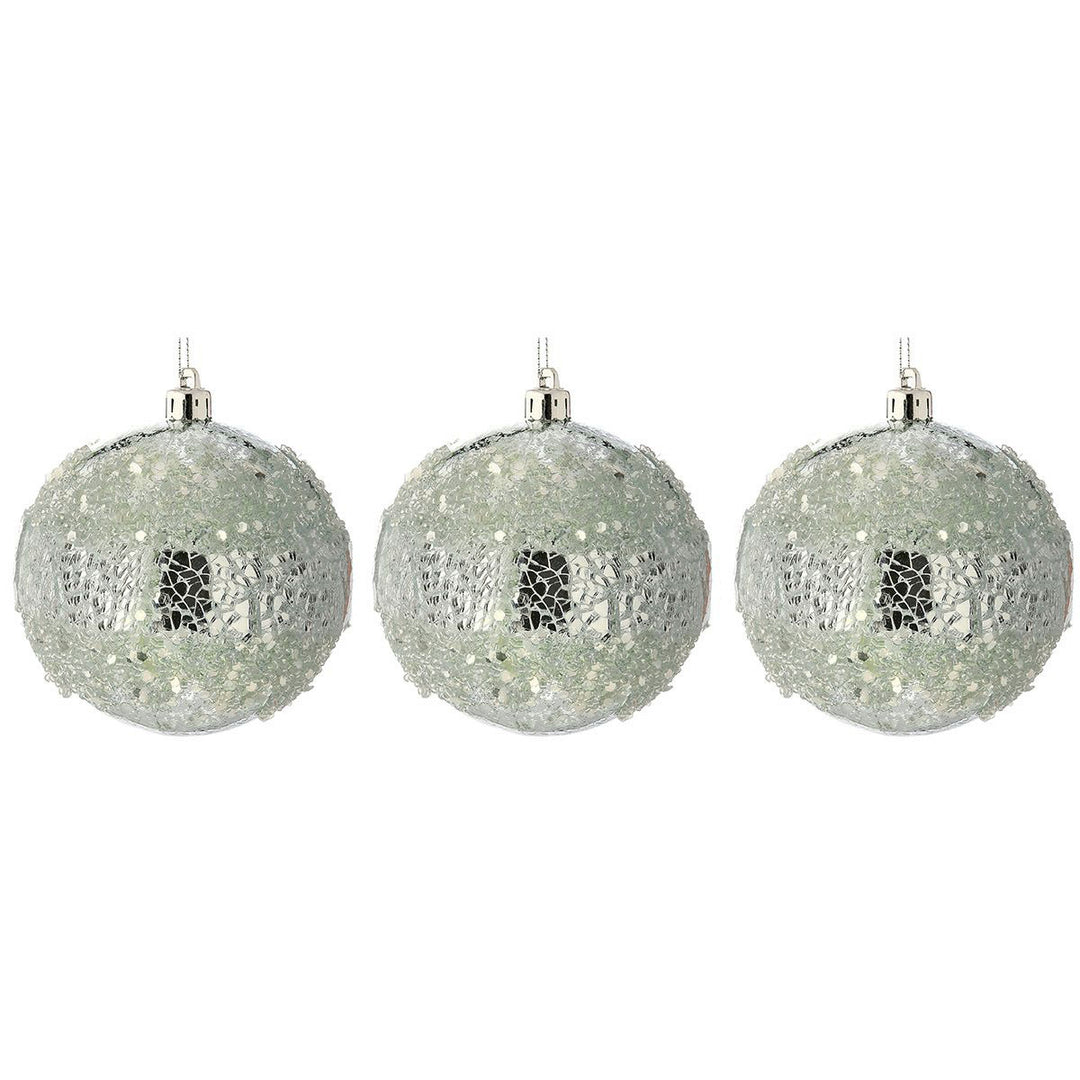 Ice Mirror Ball Bauble 10cm - Set of 3