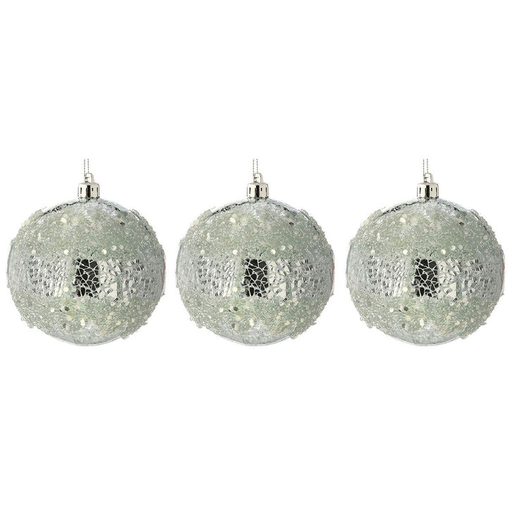 Ice Mirror Ball Bauble 10cm - Set of 3