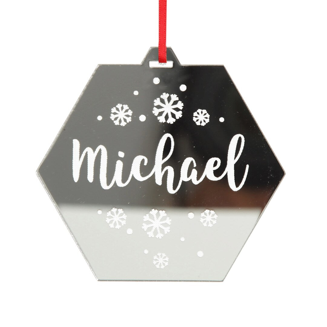 Personalised Etched Hexagon Christmas decoration