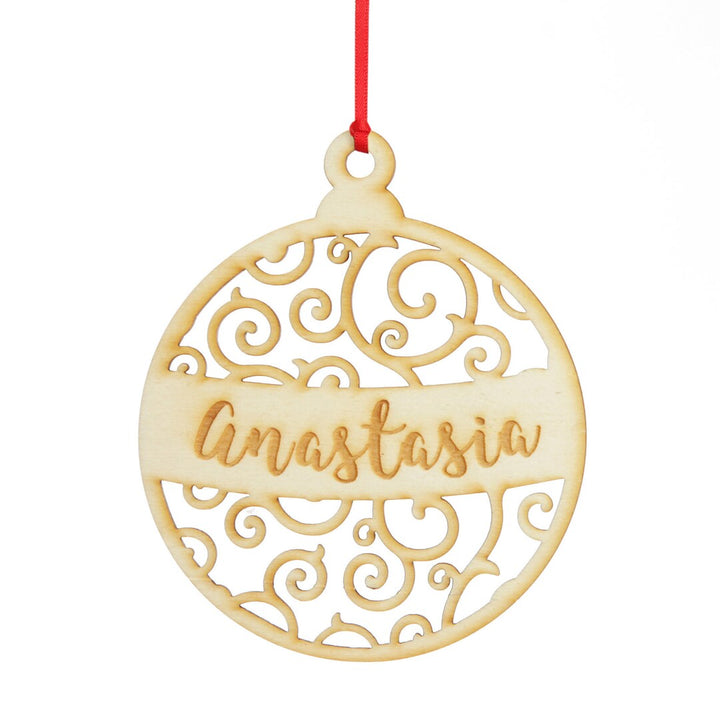 Personalised Cutout Bauble decoration with name