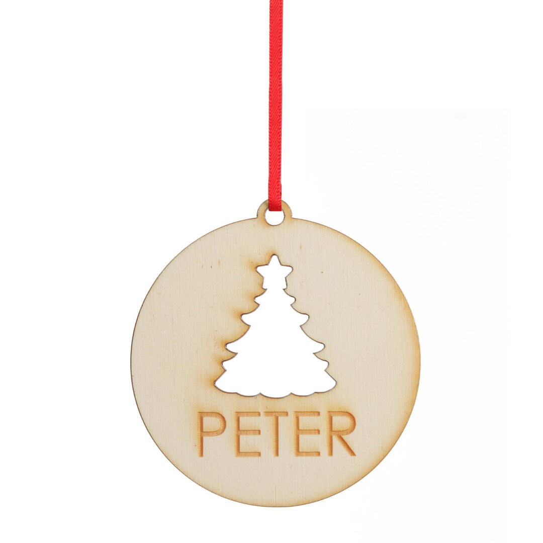 Personalised Tree cutout decoration with etched name
