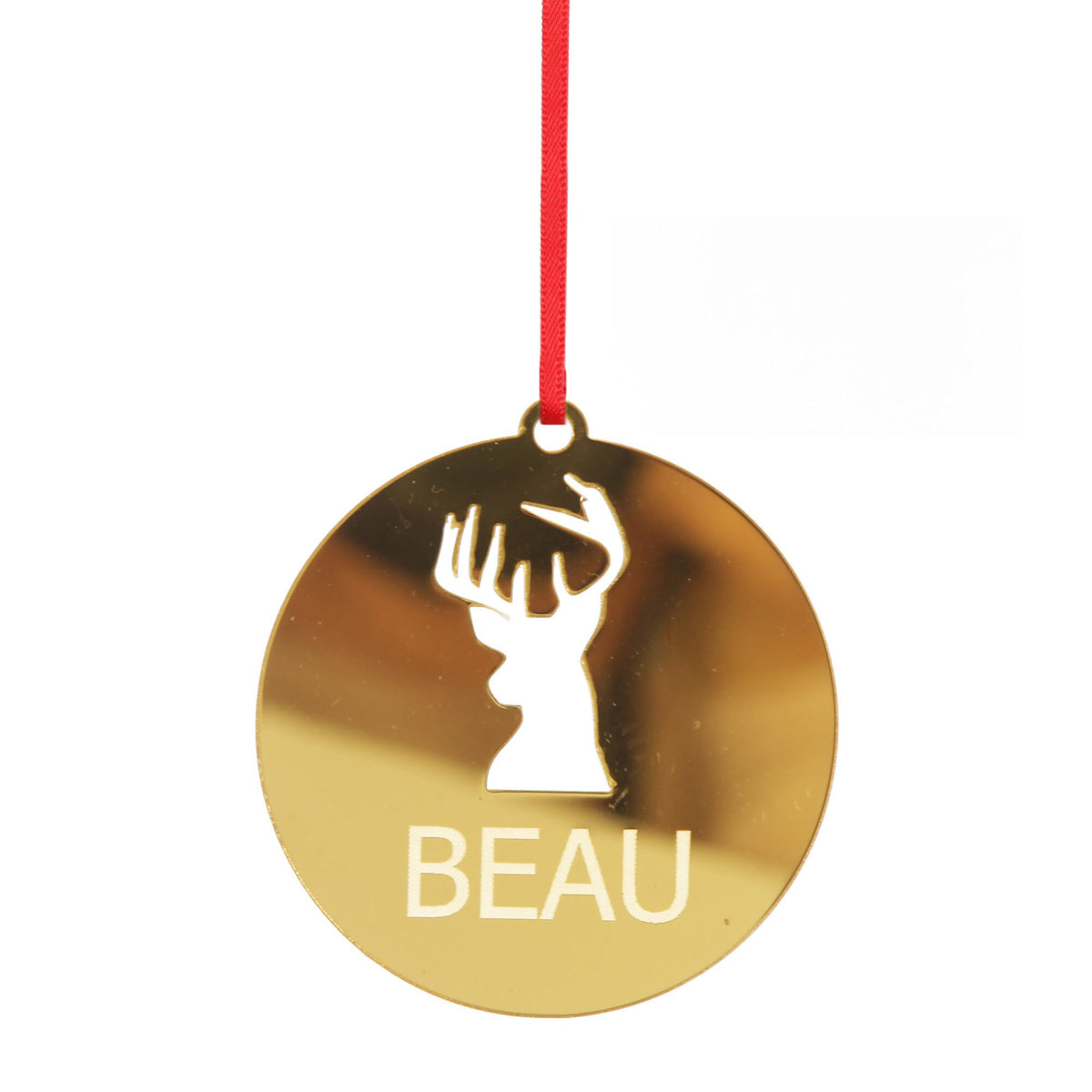 Personalised Reindeer cutout decoration with etched name