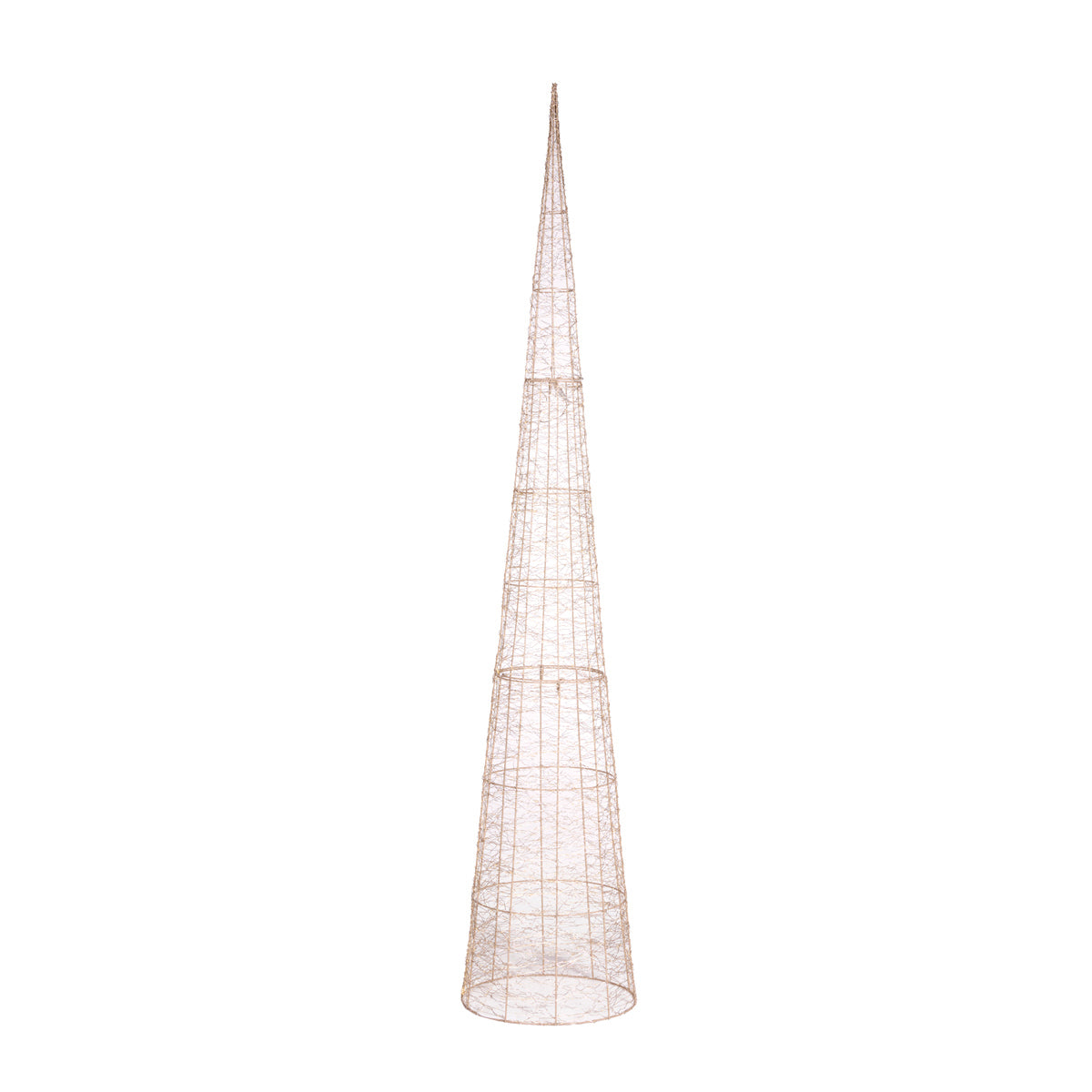 Illuminated Champagne Mesh Tree Cone -210cm
