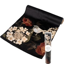 White Flower and Bird Luxe Velvet Table Runner - 2m