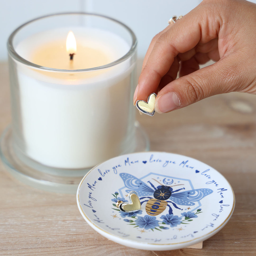 Love you Mum - Blue Bee Trinket Dish 10cm (dia)