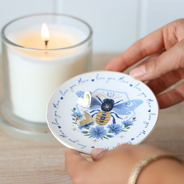 Love you Mum - Blue Bee Trinket Dish 10cm (dia)