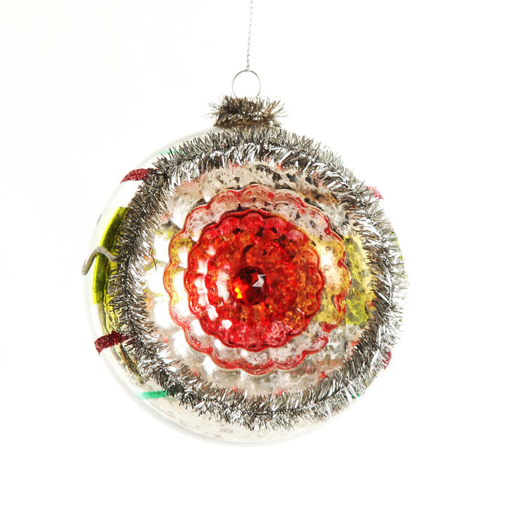 Retro Vintage Glass Christmas Bauble Green Stripe