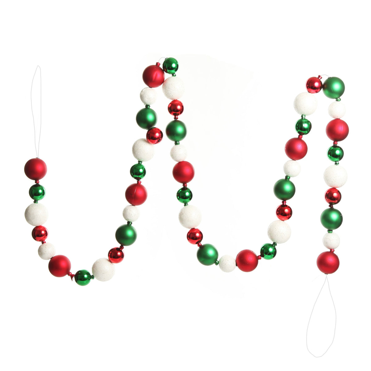 Red White and Green Bauble Christmas Garland