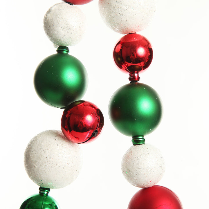 Red White and Green Bauble Christmas Garland