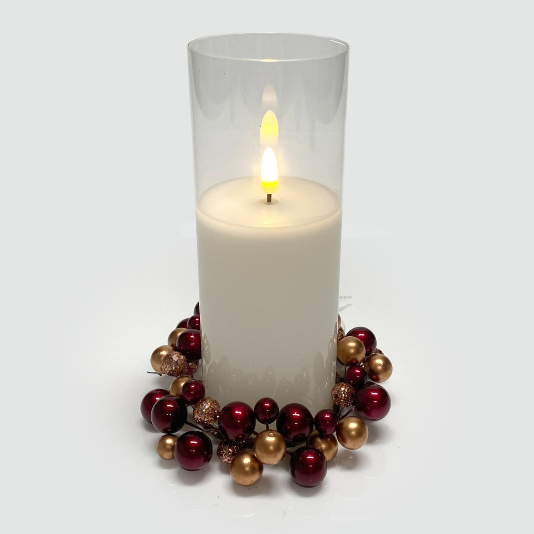 Burgundy and Gold Candle Ring - 14cm (D)