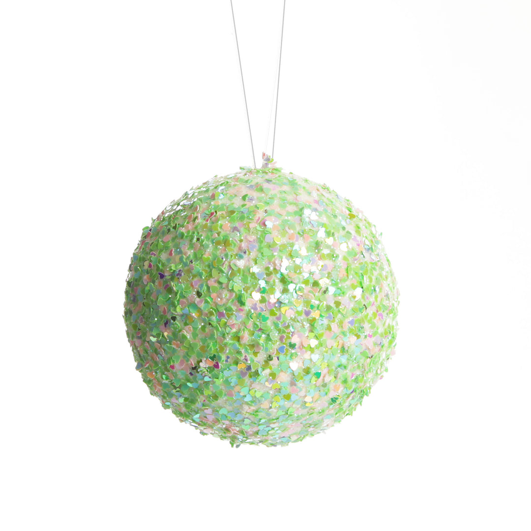 Iridescent Mint Green Sequin Christmas Ball