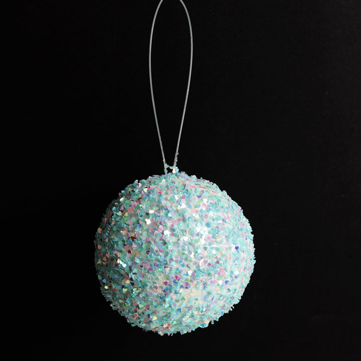 Iridescent Baby Blue Sequin Christmas Ball