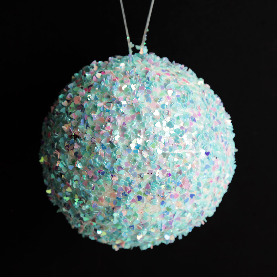 Iridescent Baby Blue Sequin Christmas Ball
