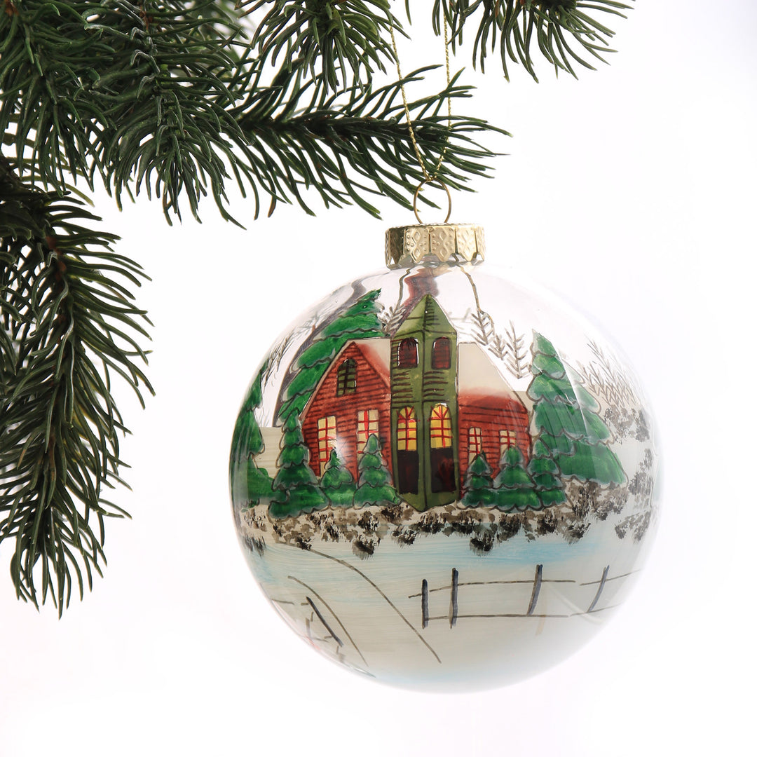 Inside Painted Church Christmas Bauble