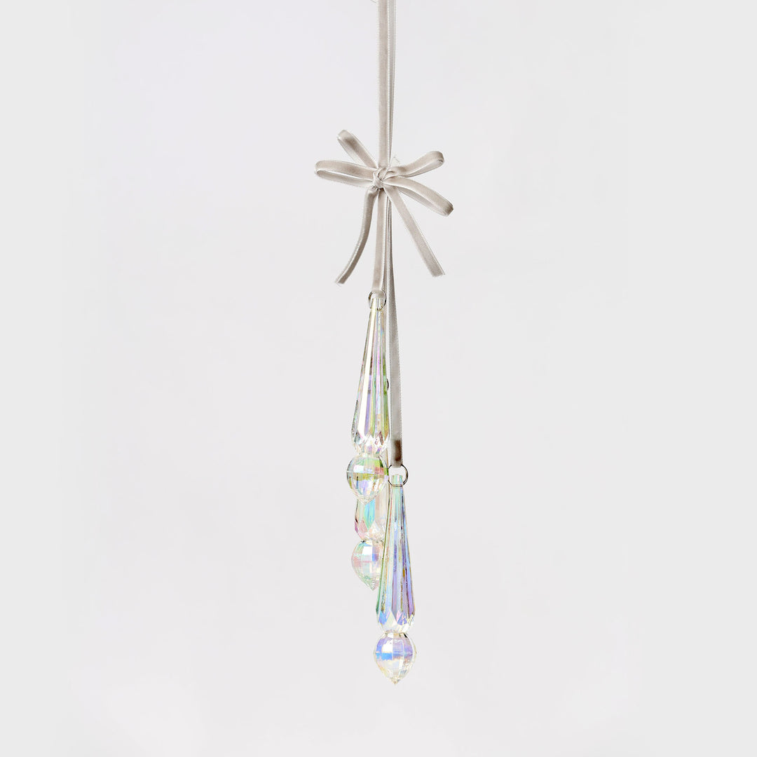 Iridescent Crystal Long Drop Trio Tree Decoration