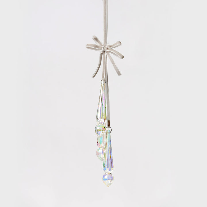 Iridescent Crystal Long Drop Trio Tree Decoration