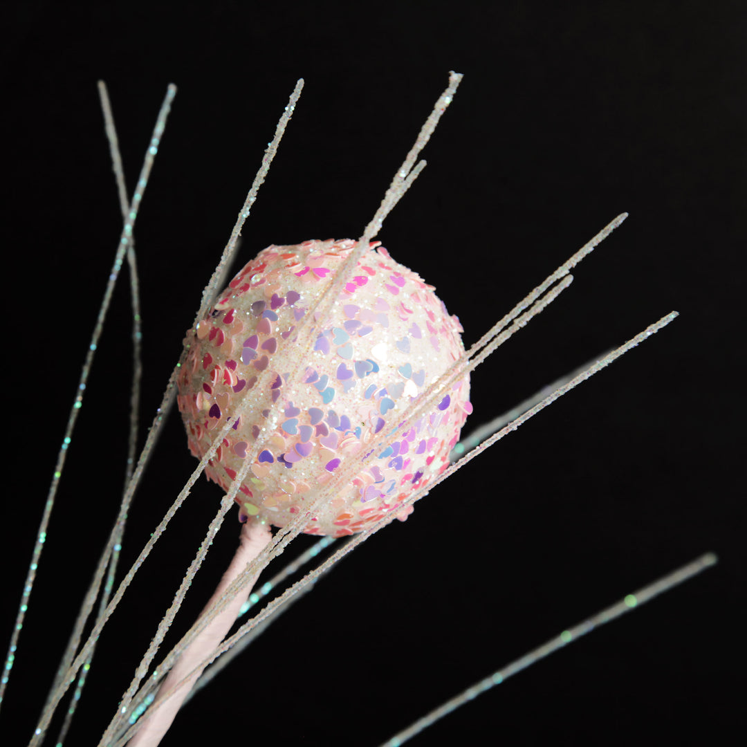 Iridescent Baby Pink Sequin Christmas Ball Trio Pick