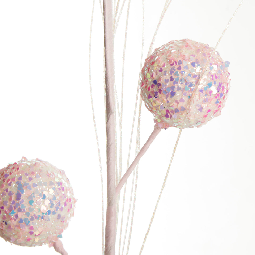 Iridescent Baby Pink Sequin Christmas Ball Trio Pick