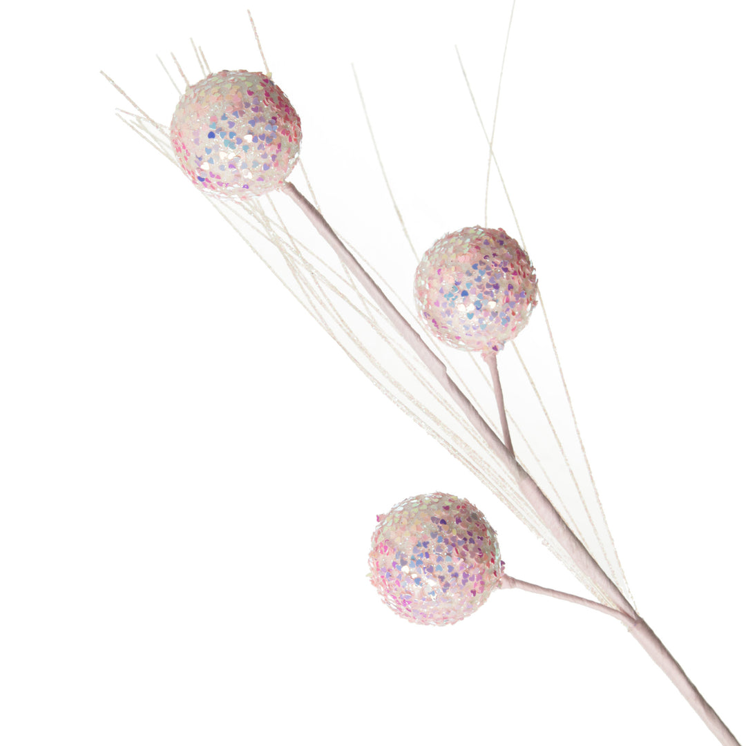 Iridescent Baby Pink Sequin Christmas Ball Trio Pick