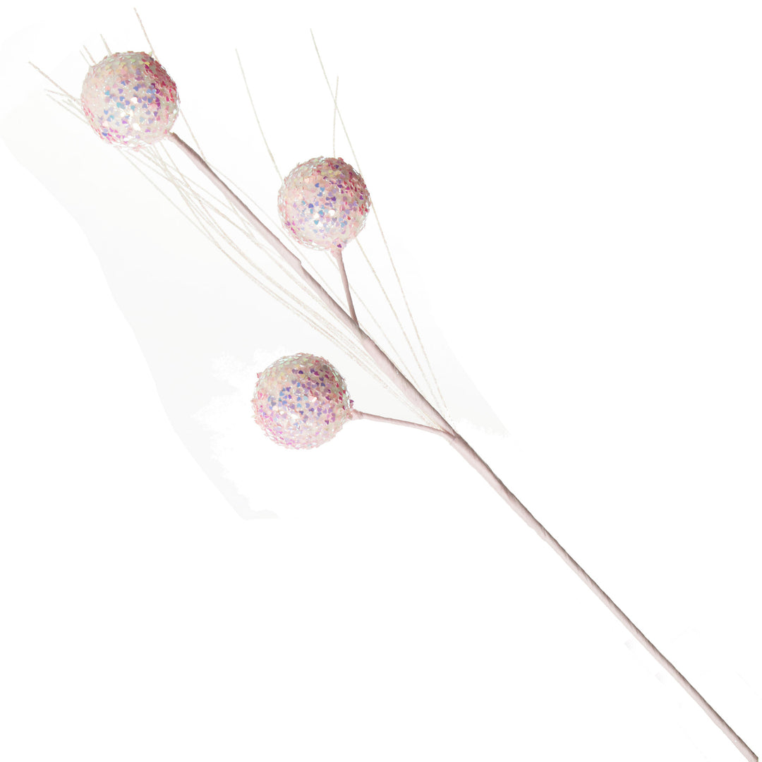 Iridescent Baby Pink Sequin Christmas Ball Trio Pick