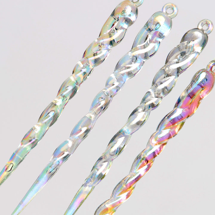 Iridescent Icicle Long Drop Christmas Tree Decoration - Set of 4