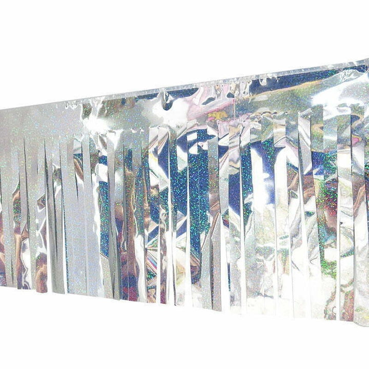 Iridescent Silver Fringe Table Curtain