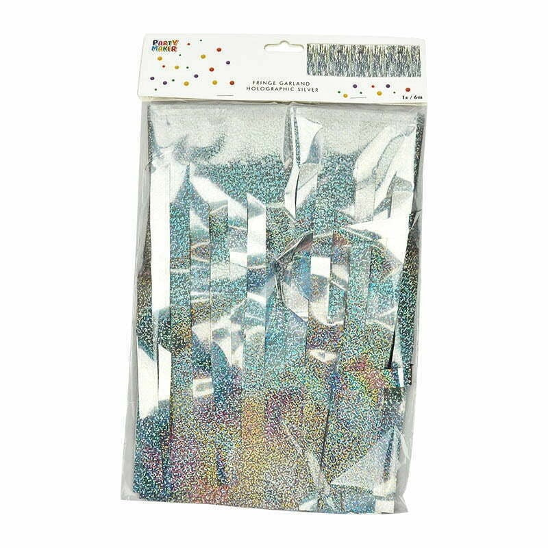 Iridescent Silver Fringe Table Curtain