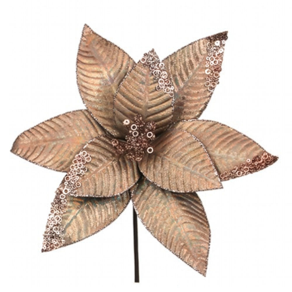 Iridescent Velvet Poinsettia Flower Clip with Sequin Detail