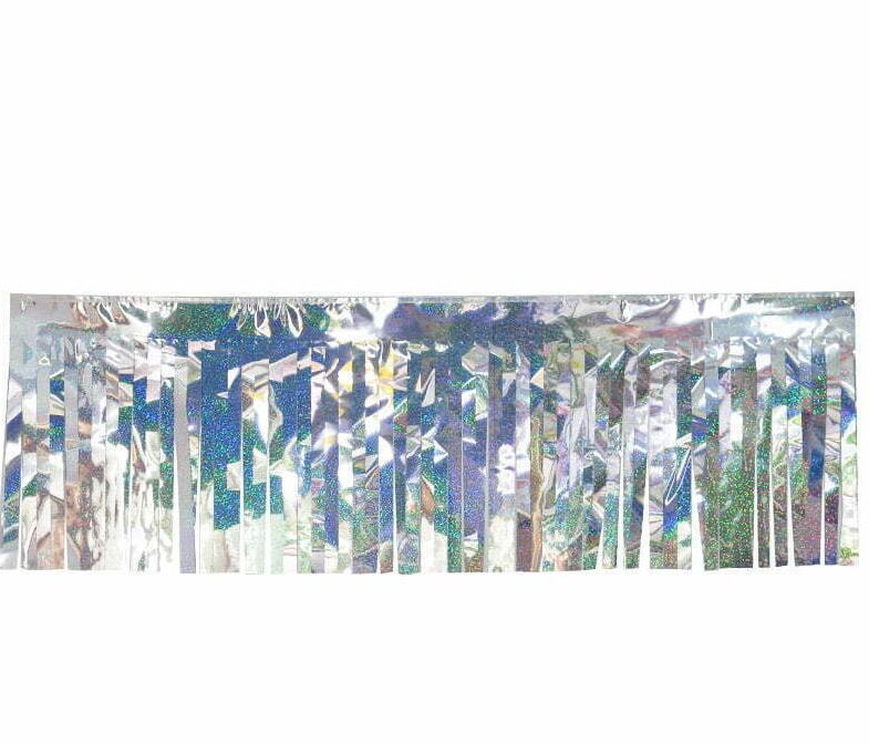Iridescent Silver Fringe Table Curtain