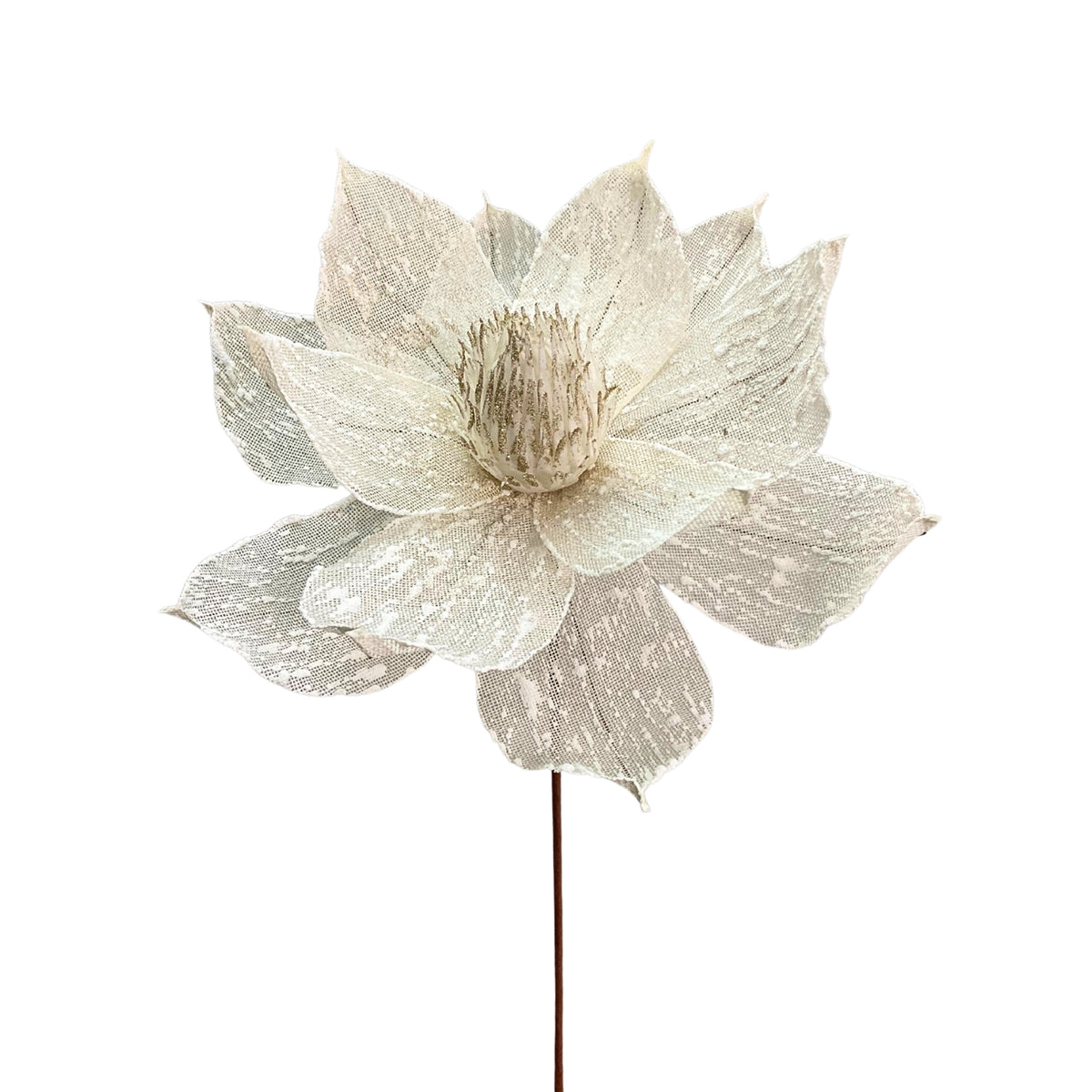 Ivory Burlap Magnolia Flower Stem