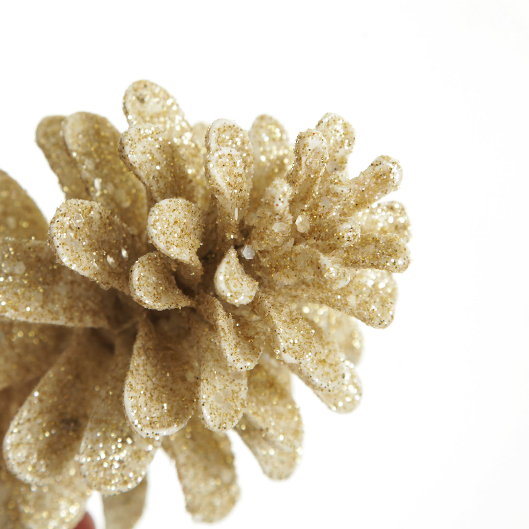 Ivory Glitter Faux Hanging Pinecone