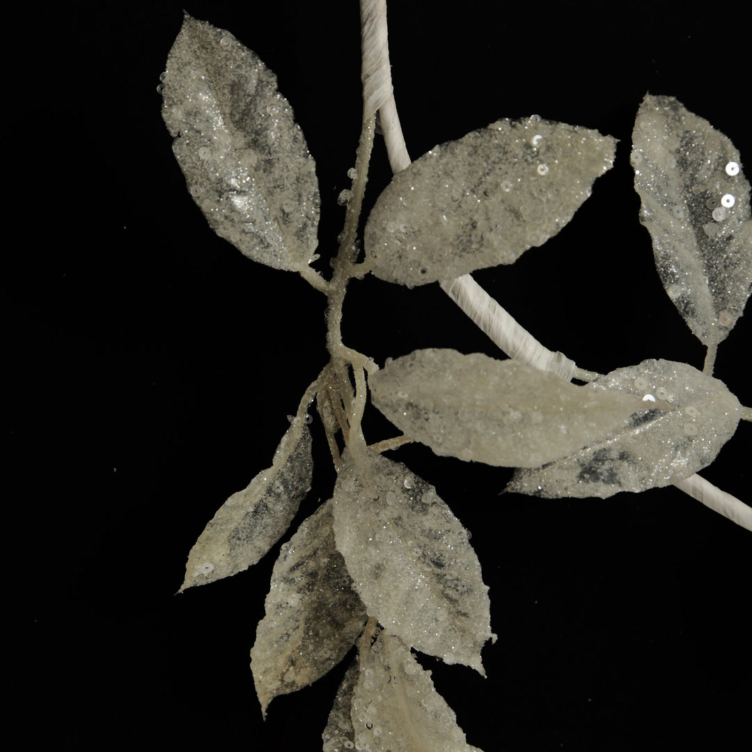 Ivory Leaf Christmas Garland with Sequins