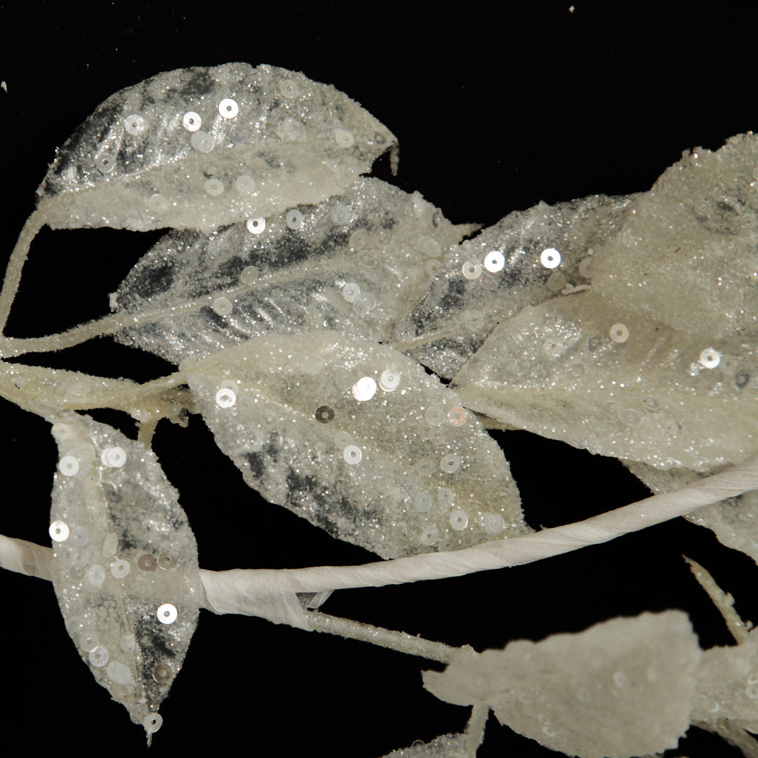 Ivory Leaf Christmas Garland with Sequins