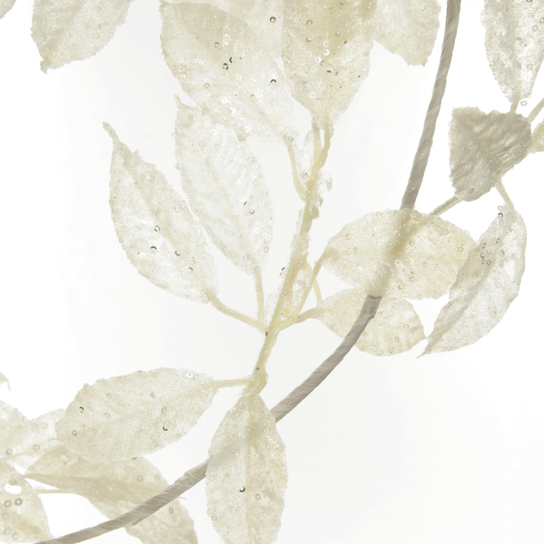 Ivory Leaf Christmas Garland with Sequins