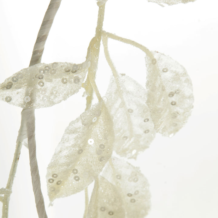 Ivory Leaf Christmas Garland with Sequins