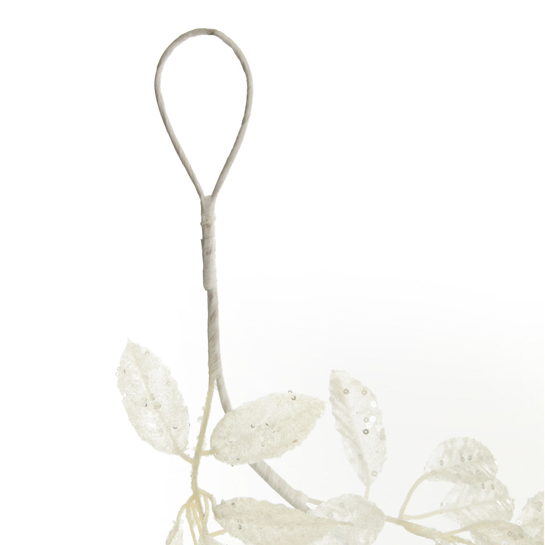 Ivory Leaf Christmas Garland with Sequins