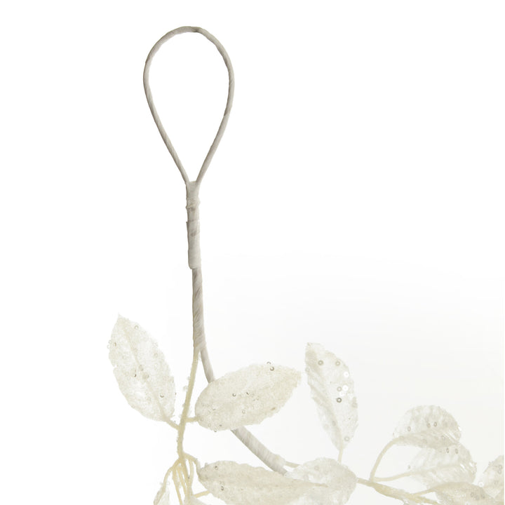 Ivory Leaf Christmas Garland with Sequins