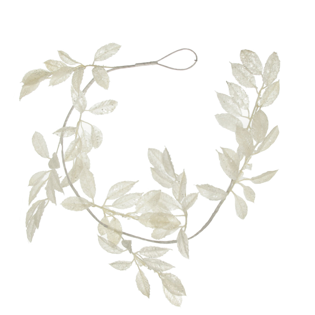Ivory Leaf Christmas Garland with Sequins