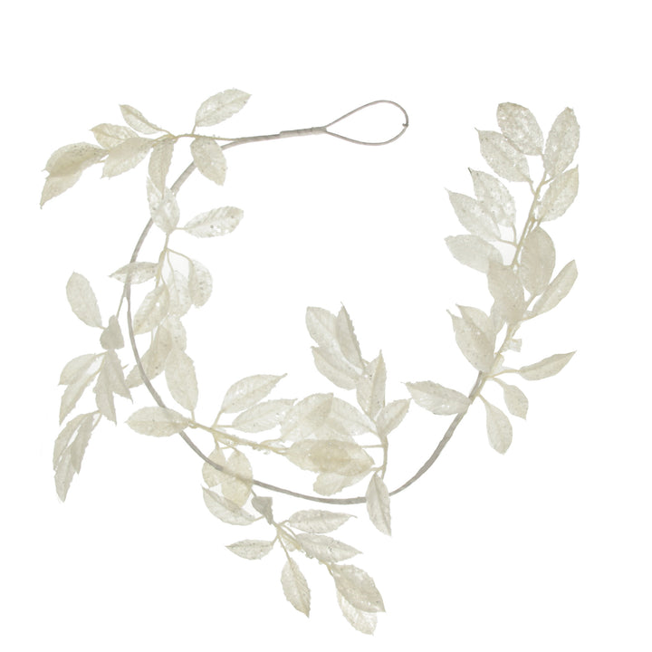 Ivory Leaf Christmas Garland with Sequins