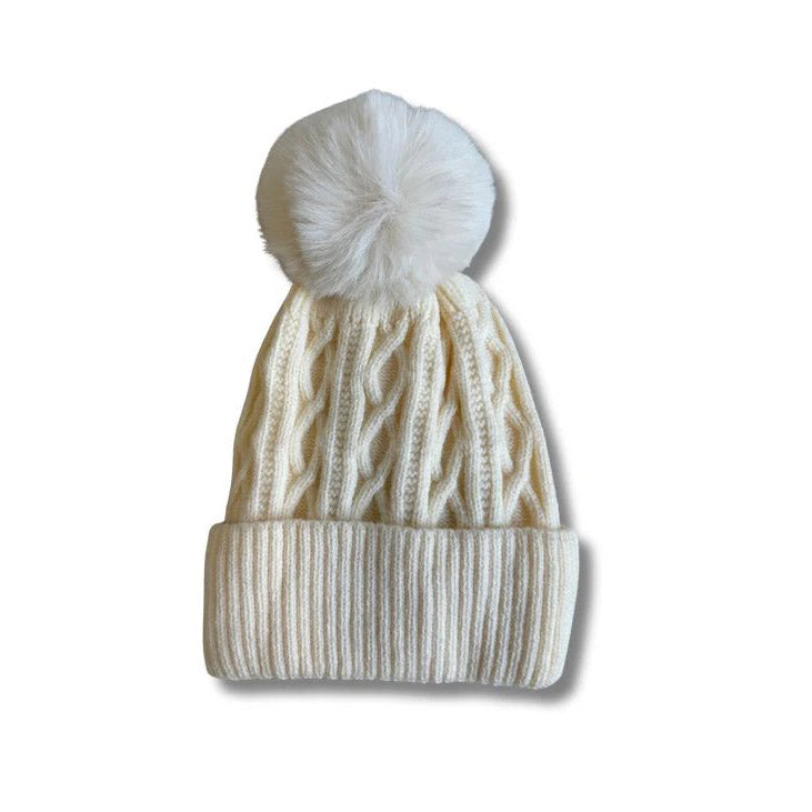 Ivory Pom Pom Beanie