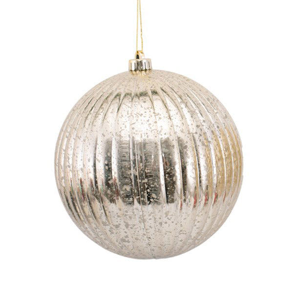 Jumbo Champagne Mixed Mercury Glass Bauble 20cm - Set of 2