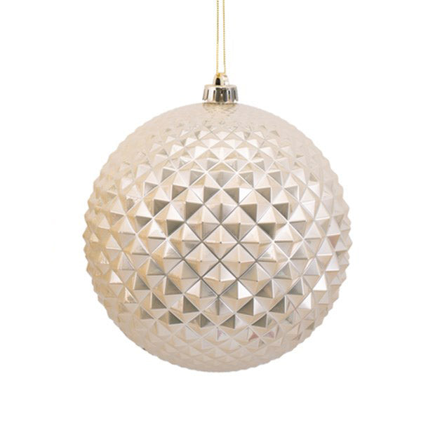 Jumbo Champagne Mixed Mercury Glass Bauble 20cm - Set of 2