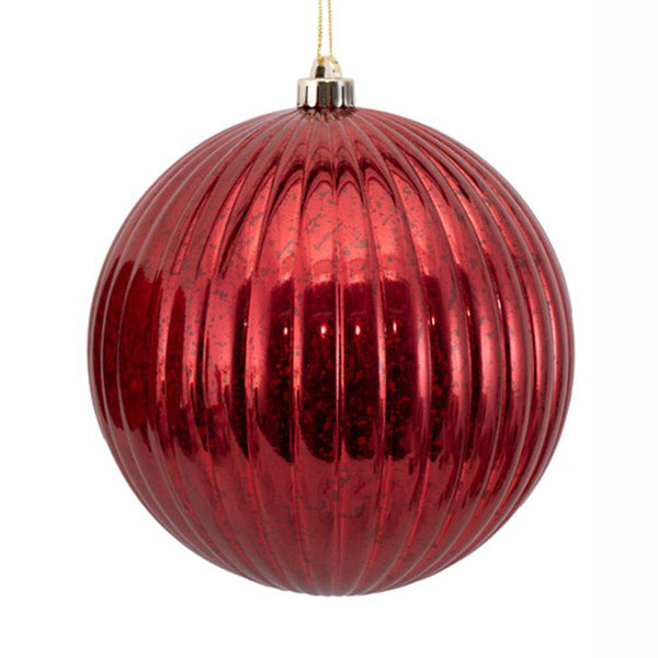 Jumbo Ruby Stripe Mercury Bauble - 20cm