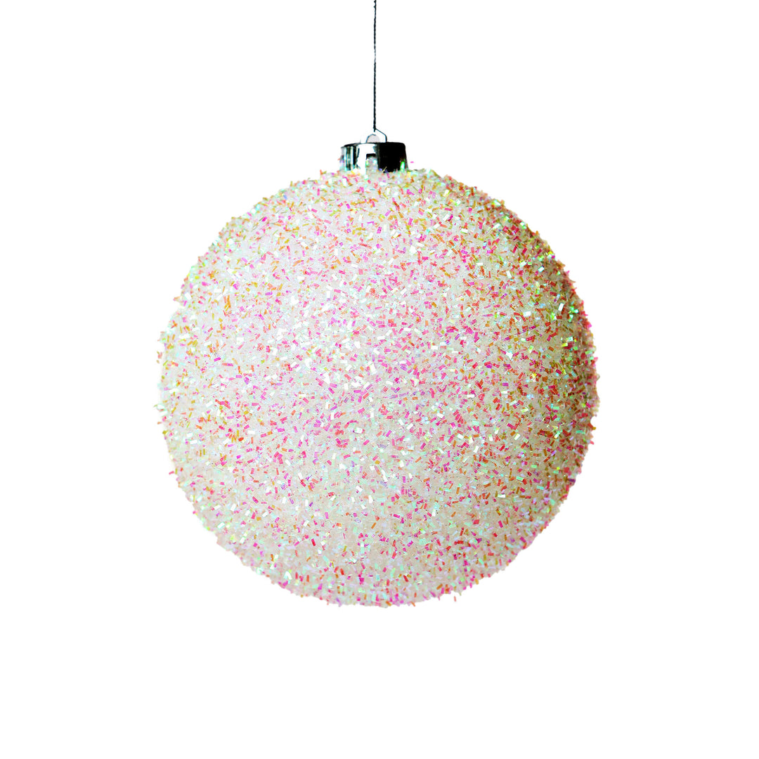 White Jumbo Shatterproof Christmas Bauble Decoration - Tinsel 15cm