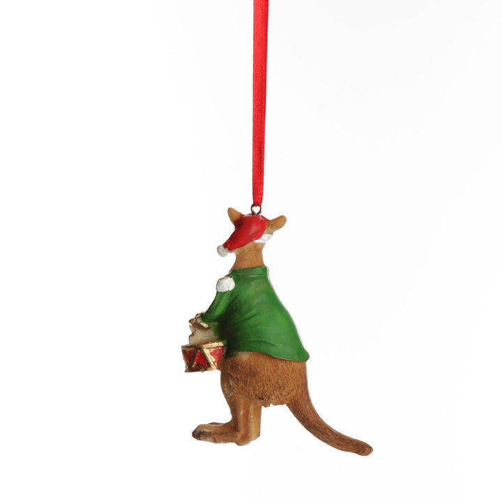 Kangaroo Australiana Christmas Tree Decoration - Green Jacket